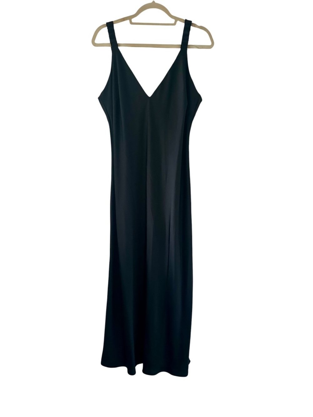 A New Day Women's Black V-Neck Full Slip, Solid Classic Black Slip Dress